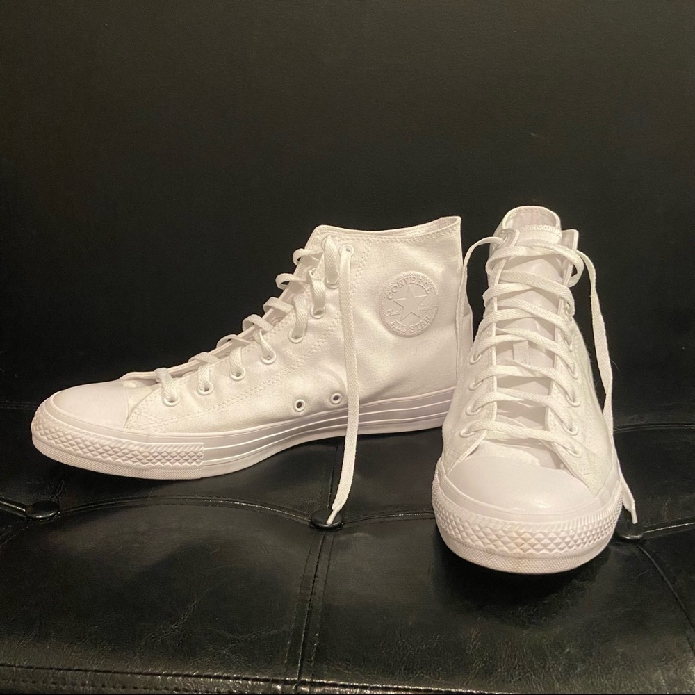 All white Converse high-tops
